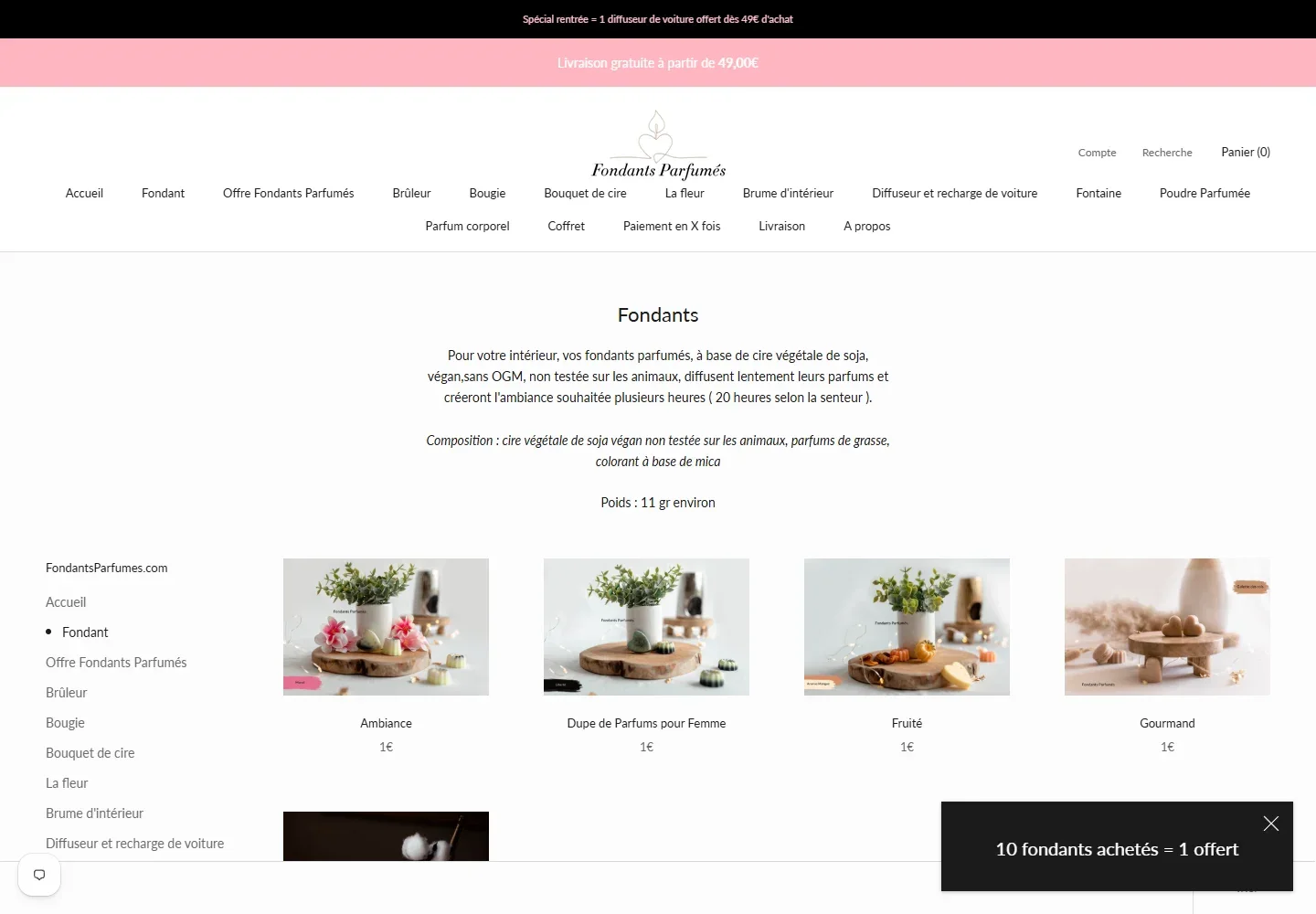 Aperçu de la boutique en ligne Fondants Parfumés créée par Litus