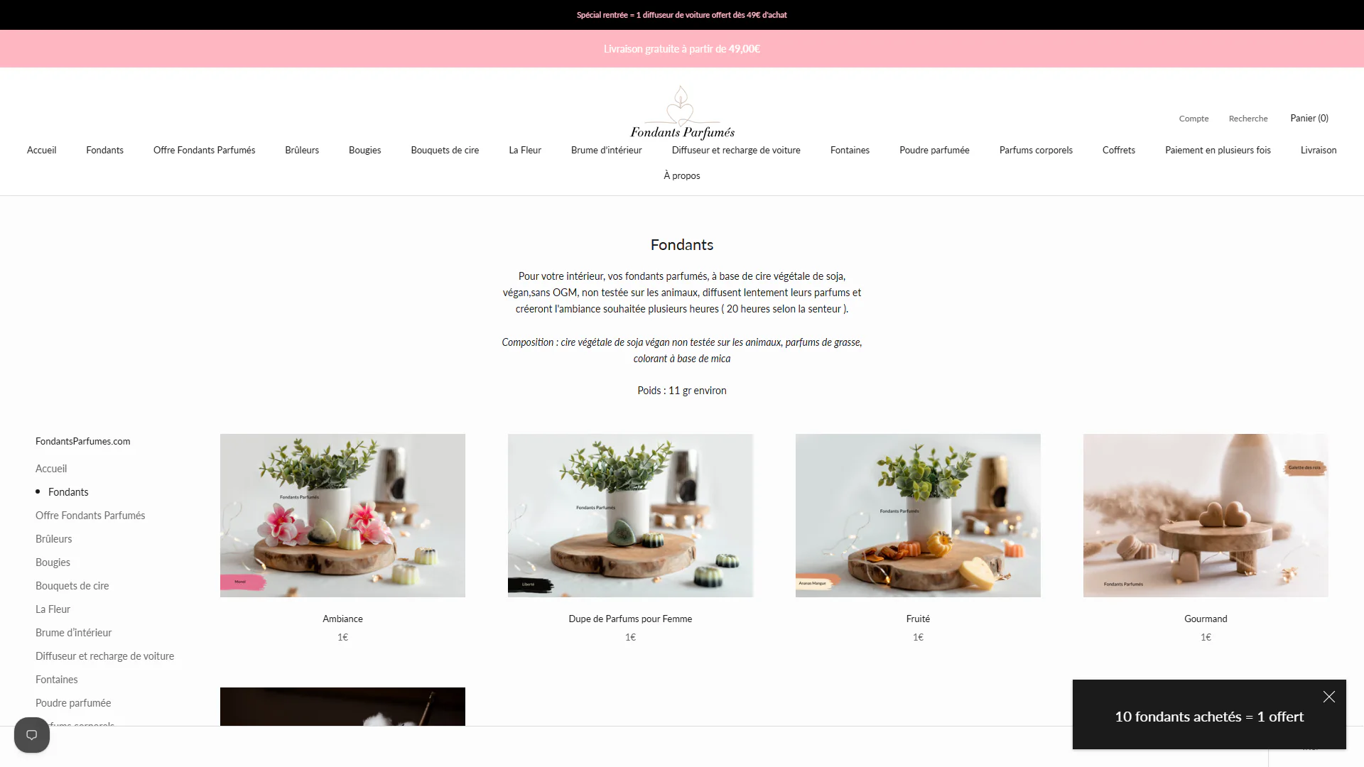Aperçu de la boutique en ligne Fondants Parfumés créée par Litus