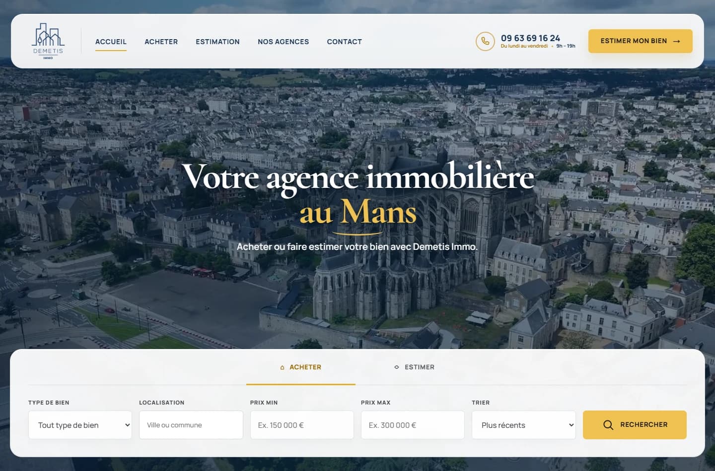 Exemple de direction graphique du site Demetis Immobilier
